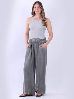 Vintage Washed Linen Trouser Charcoal