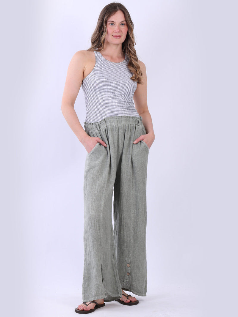 Vintage Washed Linen Trouser Khaki