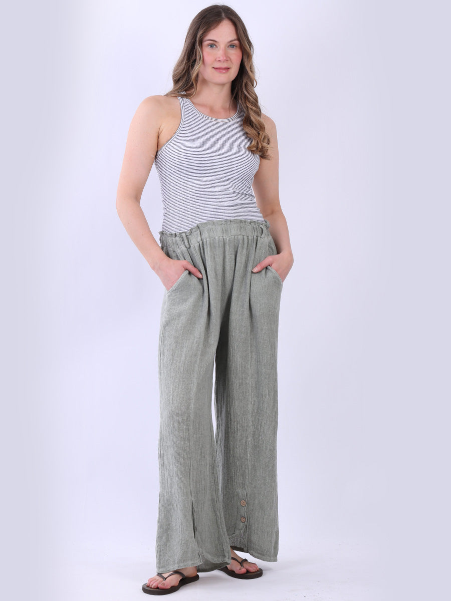 Vintage Washed Linen Trouser Khaki