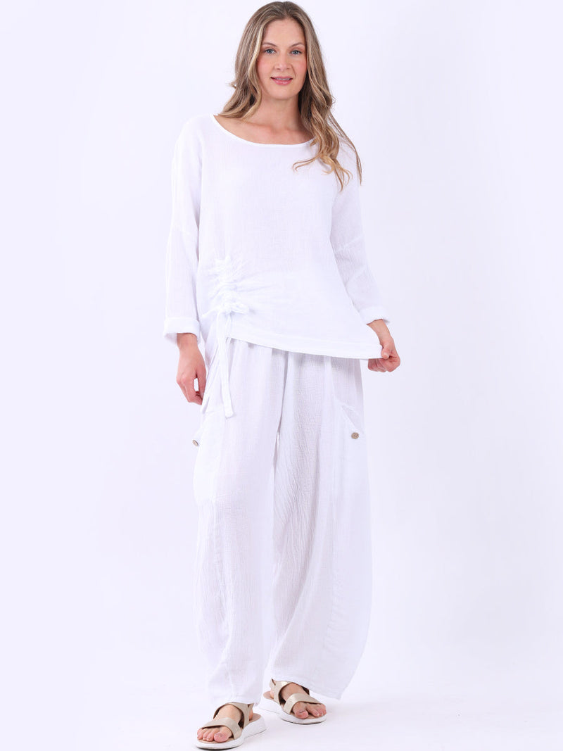 Plain Vintage Wash Trouser White