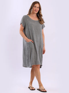 Vintage Wash Linen Dress Charcoal