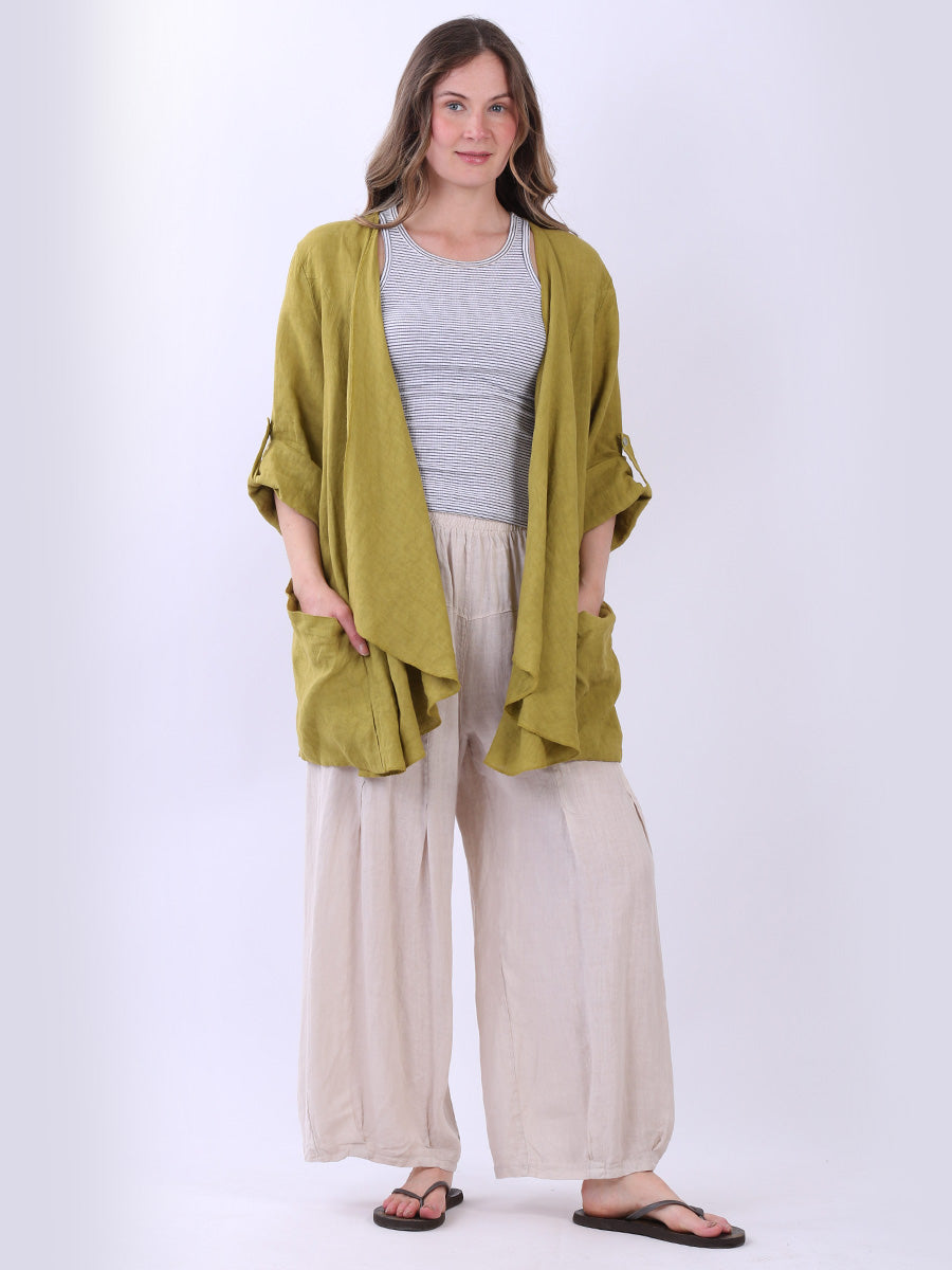 Waterfall Linen Cardigan Olive