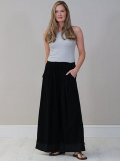 Cotton Corduroy Palazzo Black