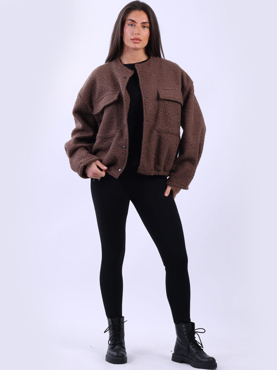 Button Down Woolen Shacket Chocolate