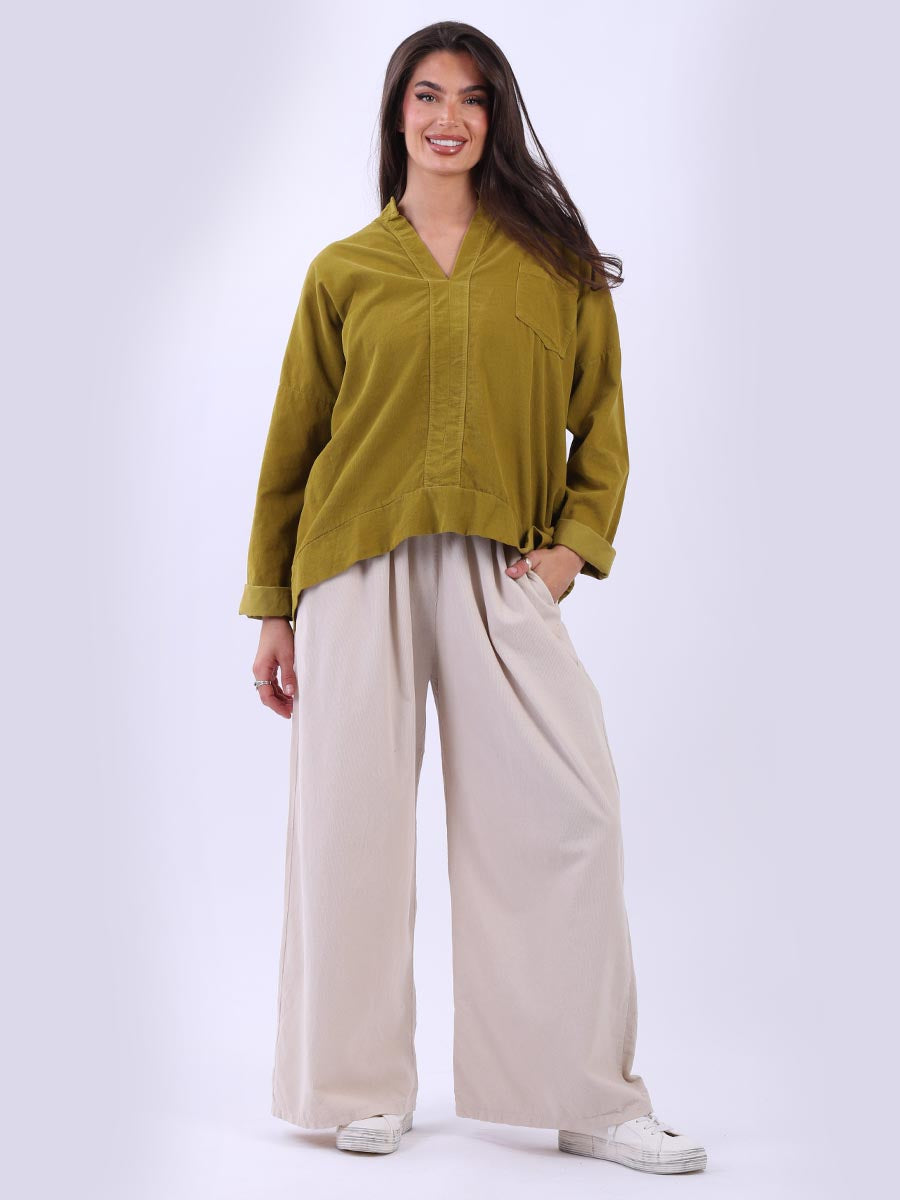 Women Solid Cotton Blouse Olive