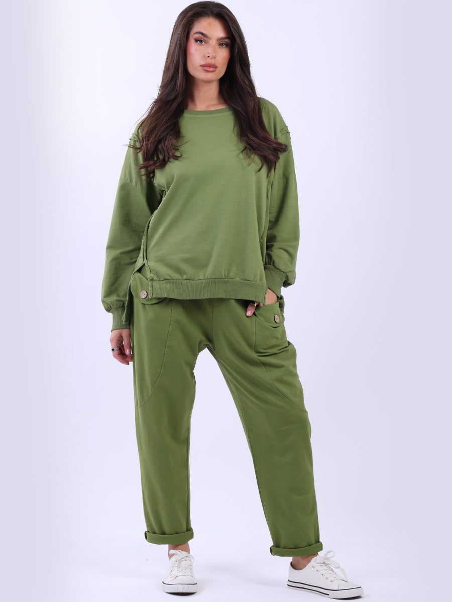 Cotton Sweat Top Lime Green