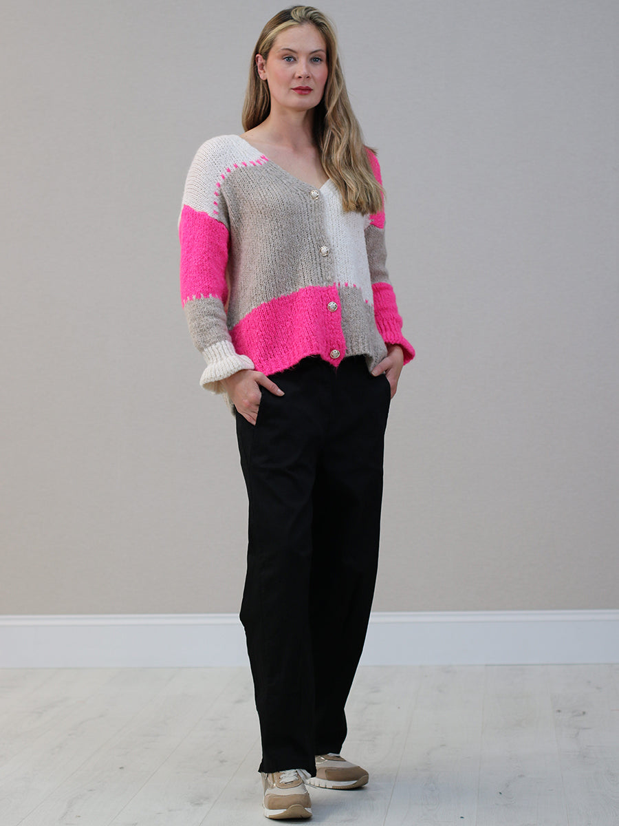 Wool Knitted Cardigan Fuchsia