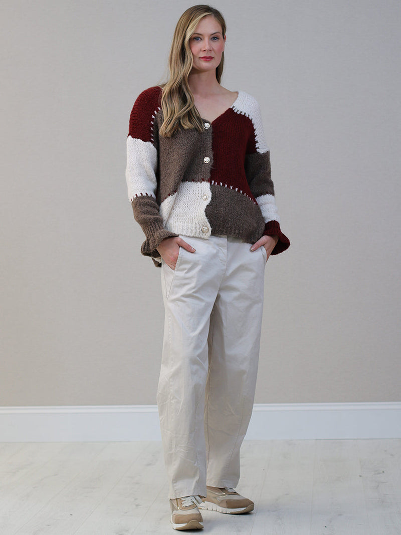 Wool Knitted Cardigan Wine