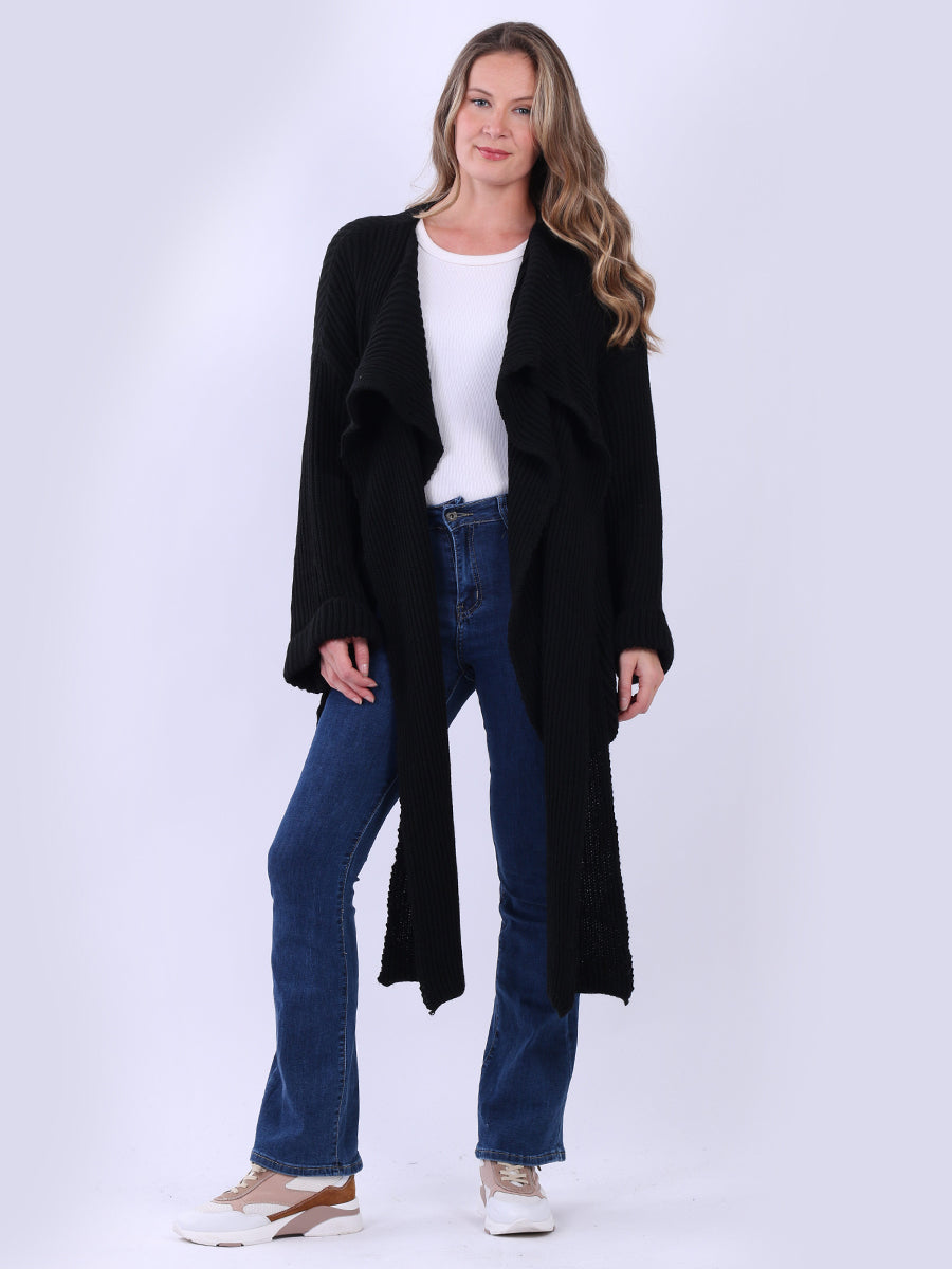 Plain Knitted Cardigan Black
