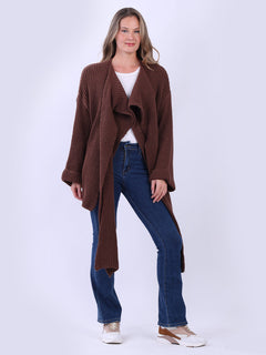 Plain Knitted Cardigan Chocolate