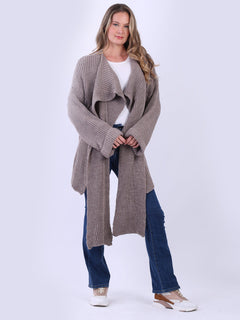 Plain Knitted Cardigan Mocha