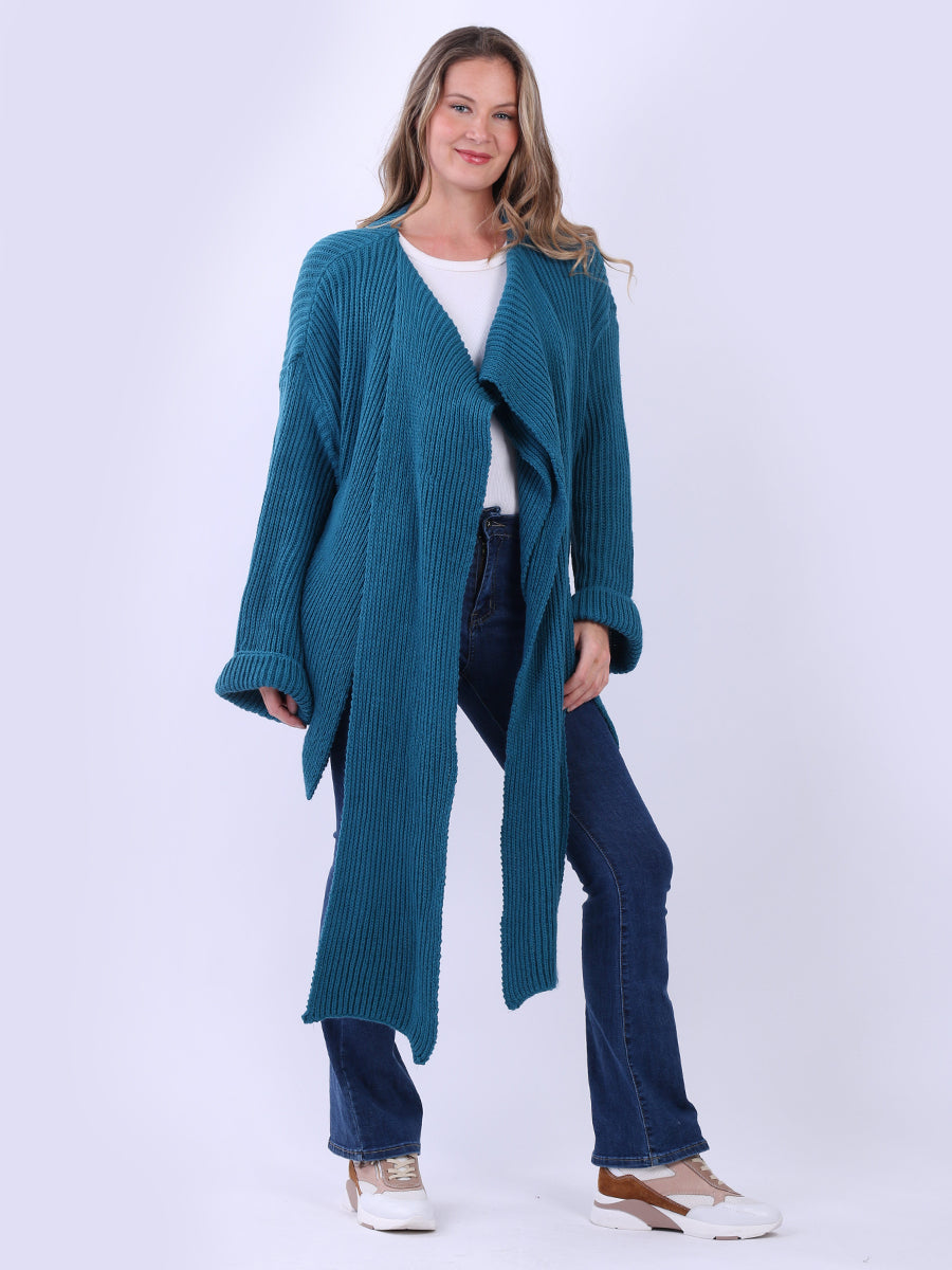 Plain Knitted Cardigan Teal