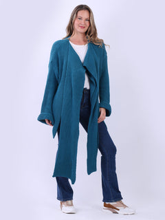 Plain Knitted Cardigan Teal