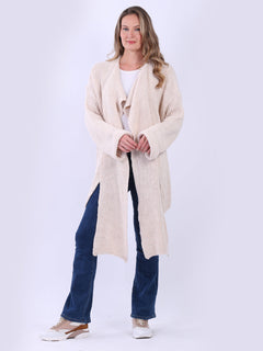 Plain Knitted Cardigan Beige