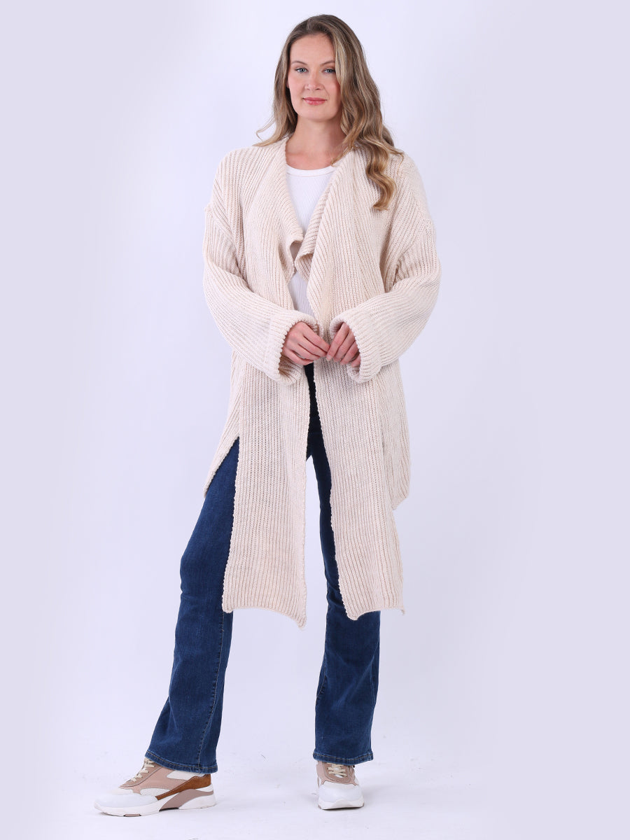 Plain Knitted Cardigan Beige