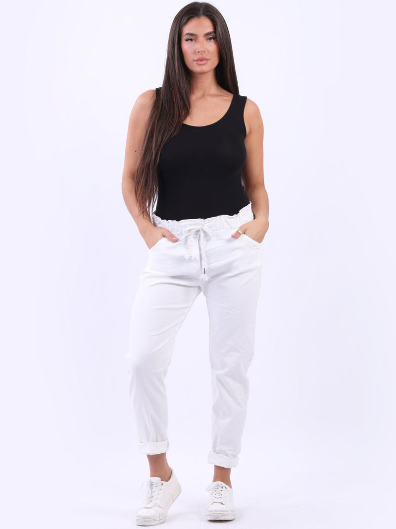Ladies Skinny Solid Magic Pant Off White