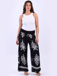 Wide Leg Silk Palazzo Black