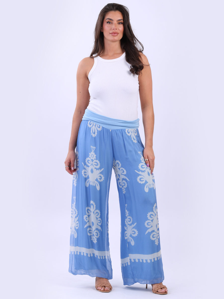 Wide Leg Silk Palazzo Denim