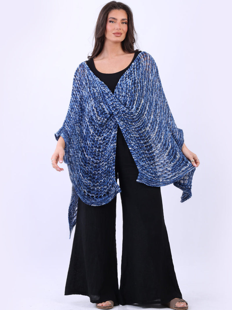Knitted Multi Wrap Cover Up Denim