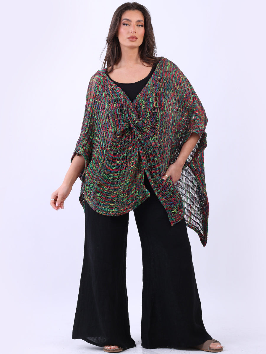 Knitted Multi Wrap Cover Up Green