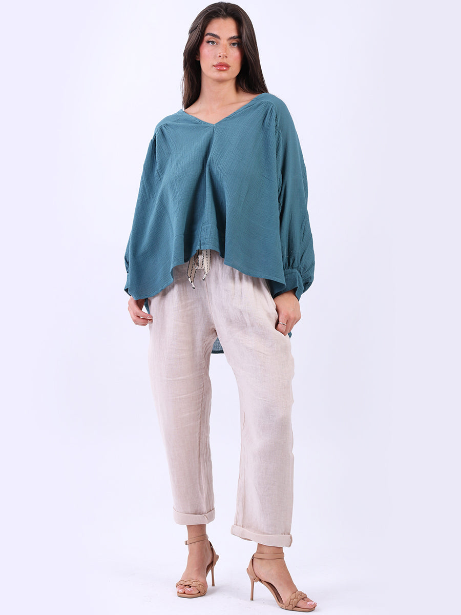 Batwing Cotton Crop Blouse