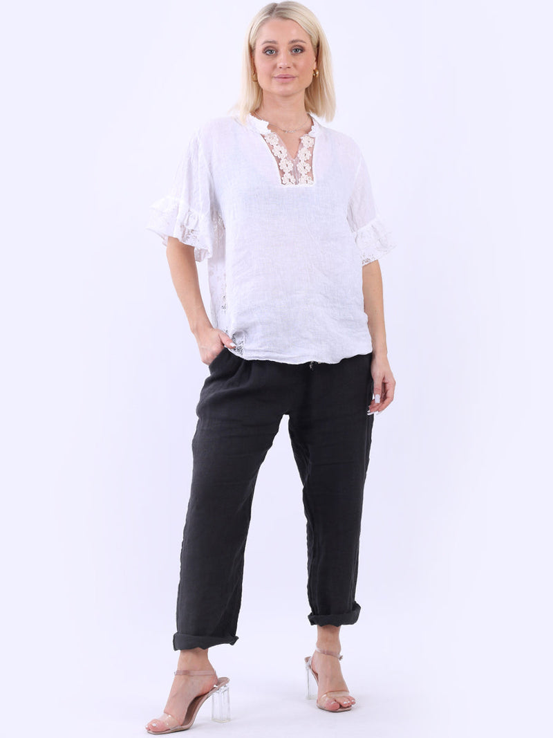 Linen Lagenlook Top White