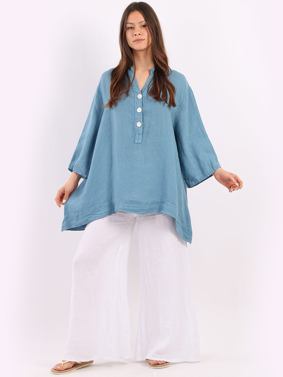 Plus Size Linen Top Denim