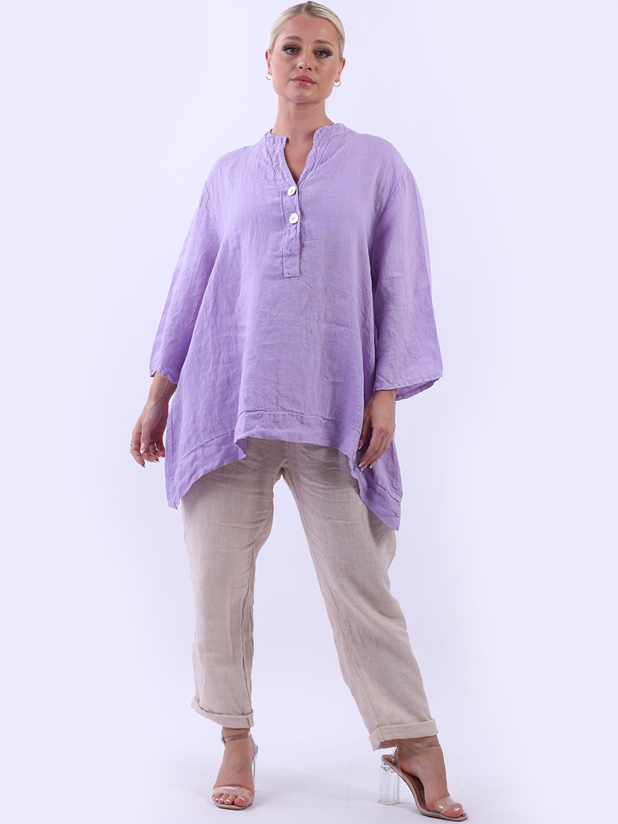 Plus Size Linen Top Lilac