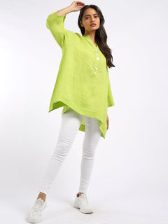 Plus Size Linen Top Lime