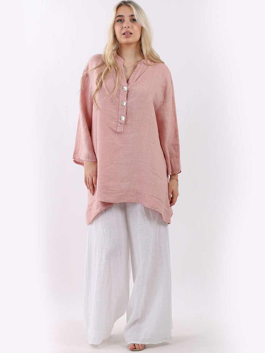 Plus Size Linen Top Pink