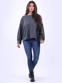 Women Cotton Boxy Top Charcoal