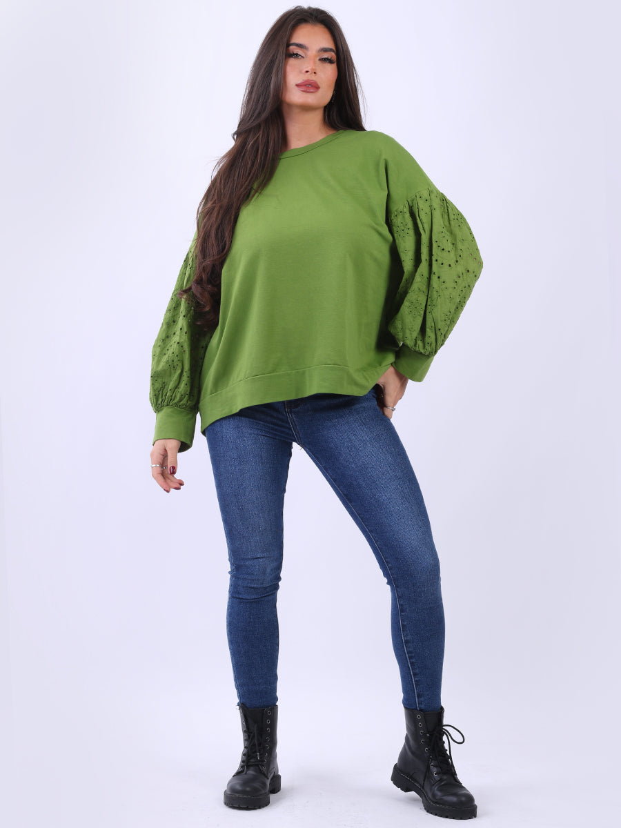 Women Cotton Boxy Top Lime Green