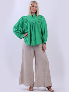 Batwing Cotton Blouse Green