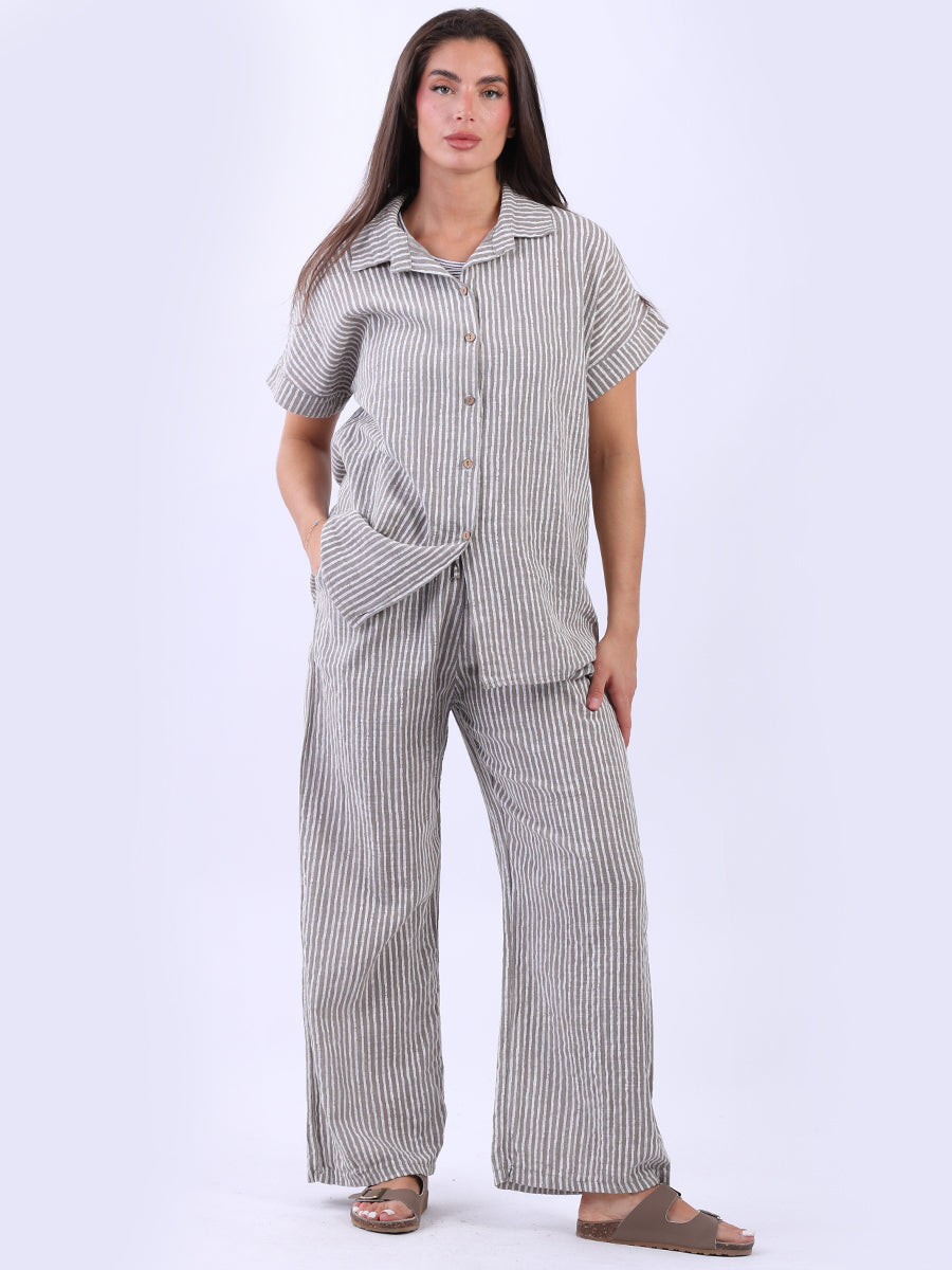 Striped Cotton Shirt Mocha