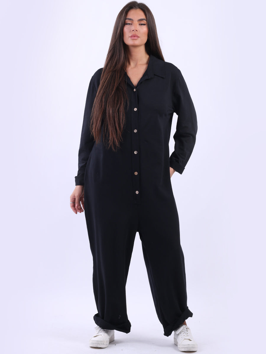 Women Cotton Jumpsuit Black