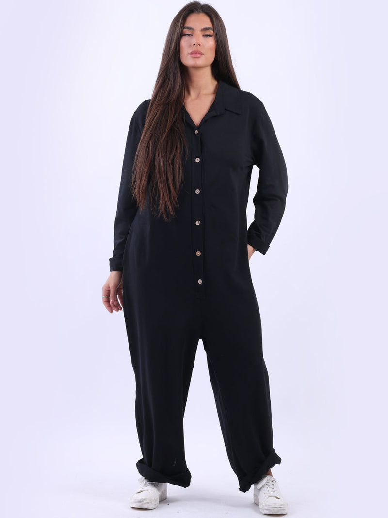 Women Cotton Jumpsuit Black