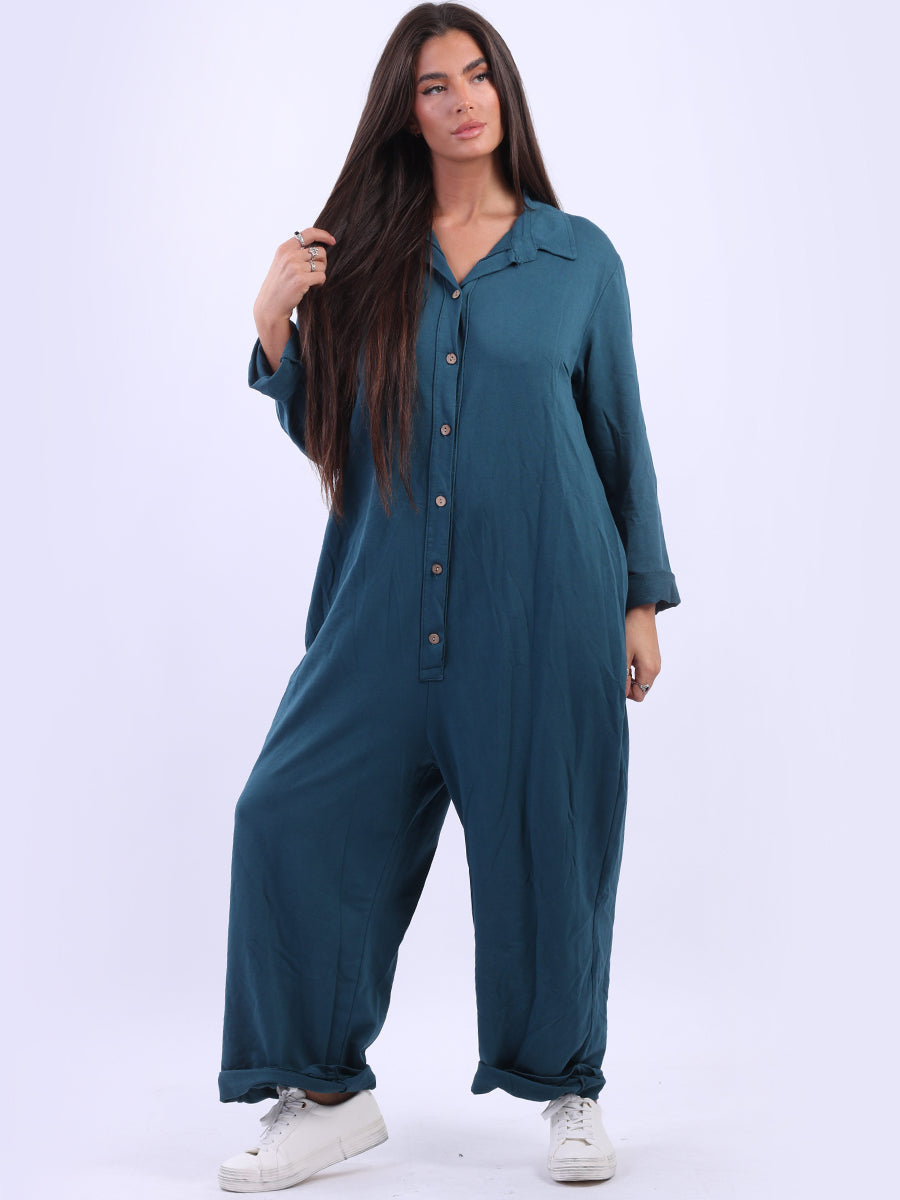 Women Cotton Jumpsuit Teal