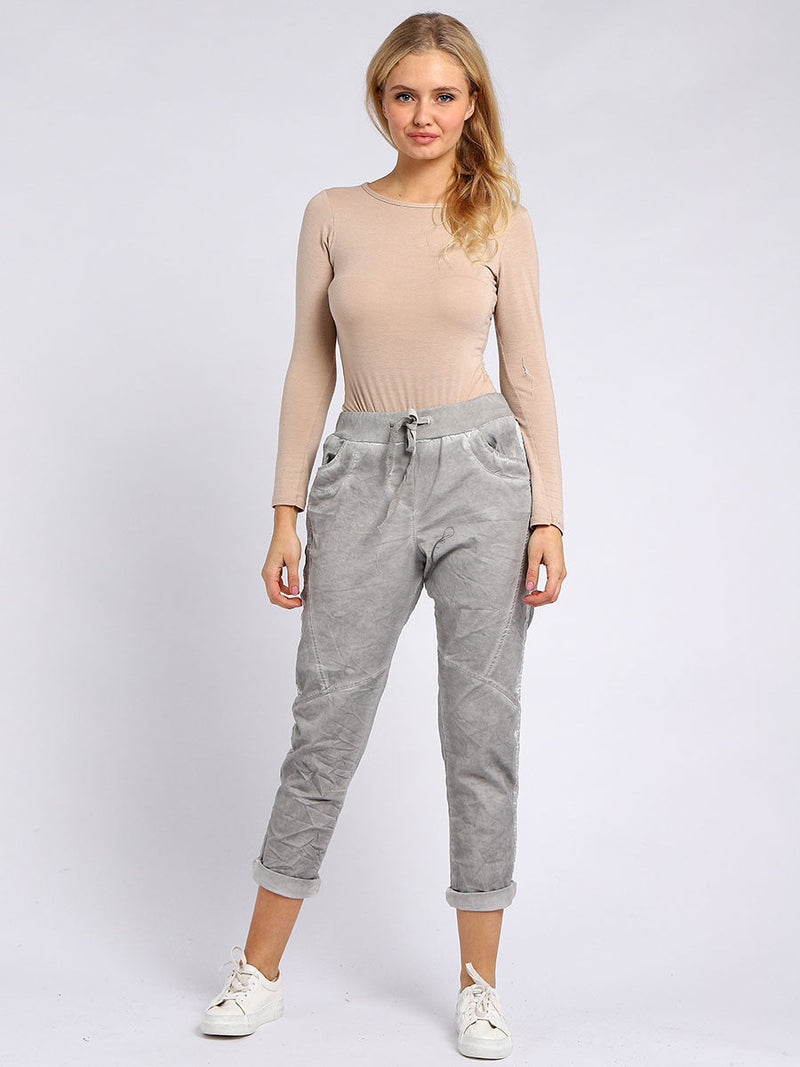 Denim Cotton Joggers Light Grey