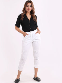 Denim Cotton Joggers White