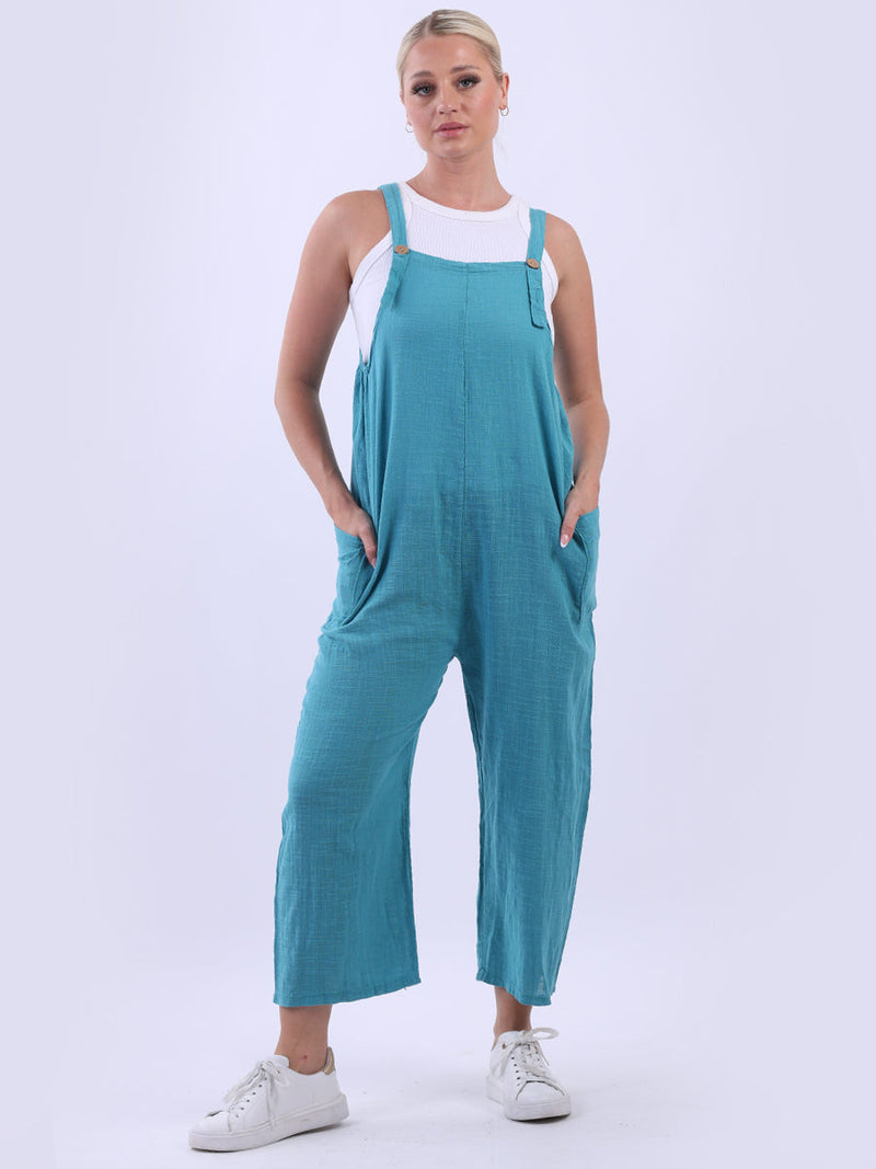 Plain Strappy Dungaree Aqua