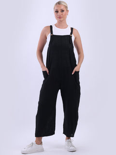 Plain Strappy Dungaree Black