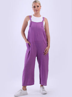 Plain Strappy Dungaree Magenta