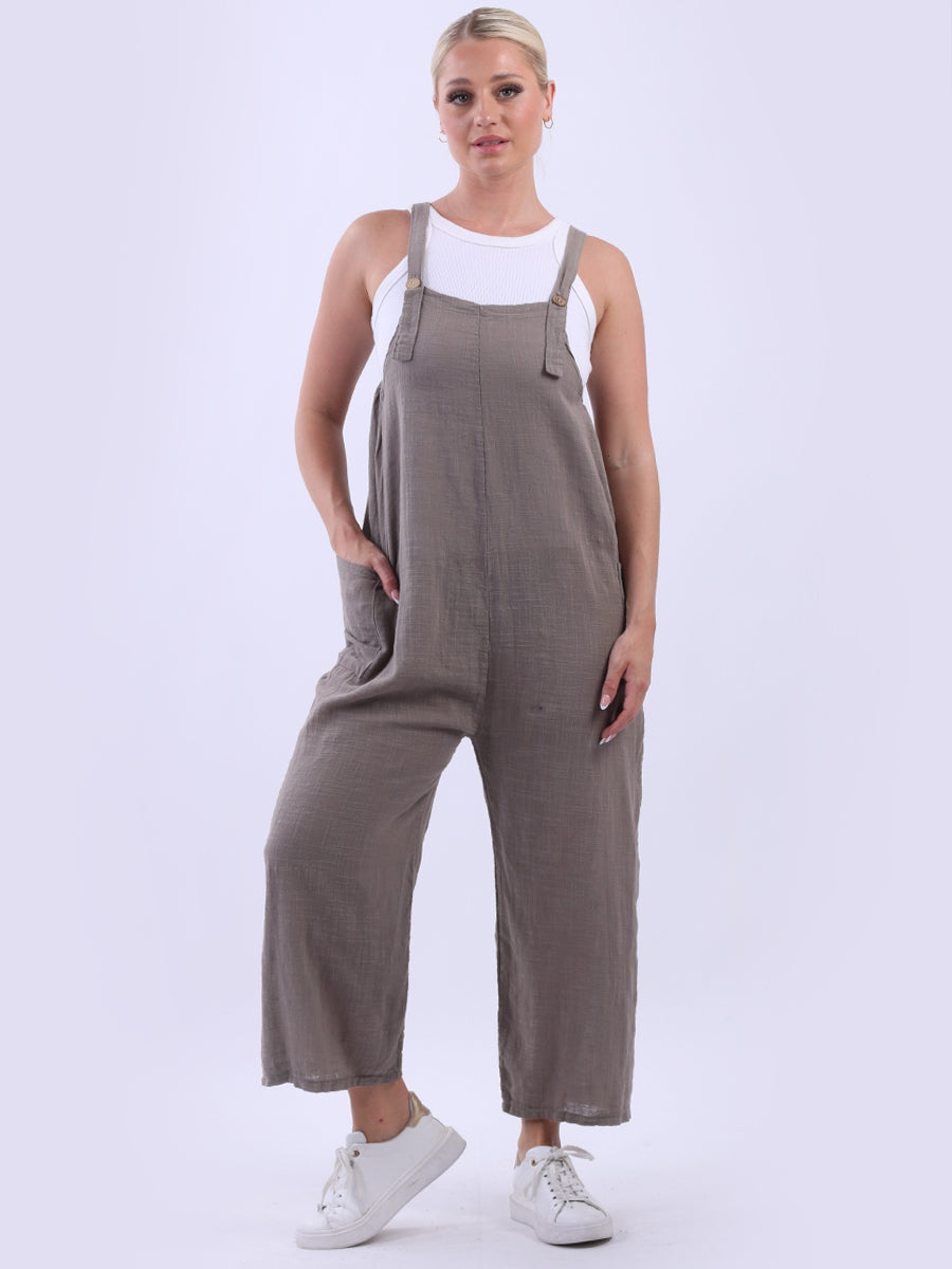 Plain Strappy Dungaree Mocha