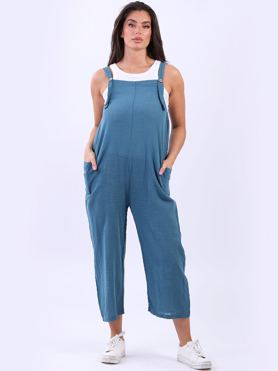 Plain Strappy Dungaree Teal