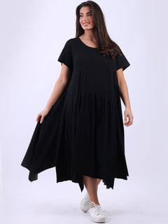 Plain Cotton Swing Dress Black