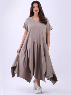 Plain Cotton Swing Dress Mocha