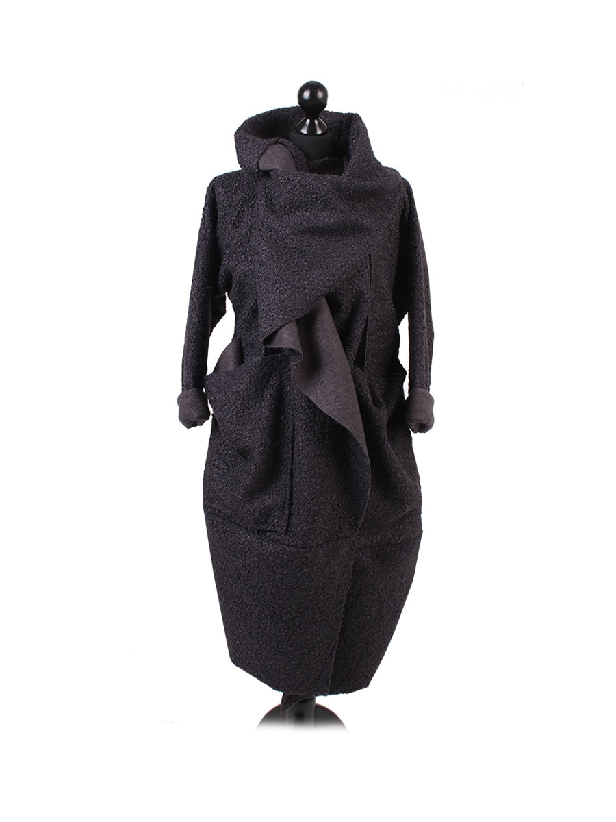 Woolen Oversized Coat Charcoal