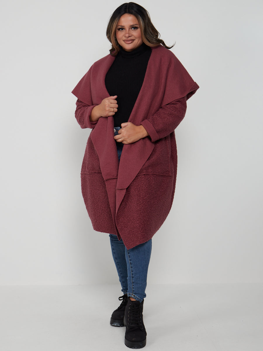 Woolen Oversized Coat Cherry