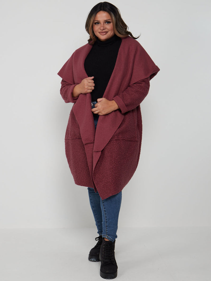 Woolen Oversized Coat Cherry