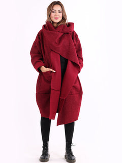 Woolen Oversized Coat Maroon